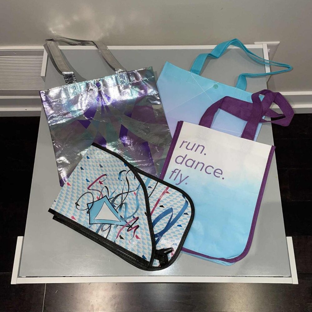 SET OF 4 Vintage / Exclusive LULULEMON / IVIVVA reusable tote bags NWOT